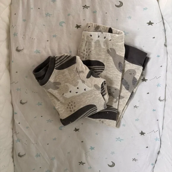 ⭒ 2T Carter’s Gray Two Piece Set Animals Seal Whale Wolf Bear Long Sleeve ⭒ - Picture 13 of 14